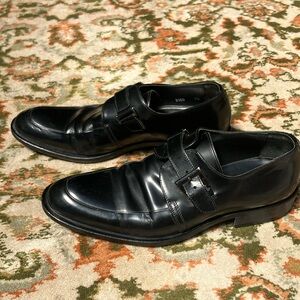 Via Spiga Men's Black Leather Dress Shoes